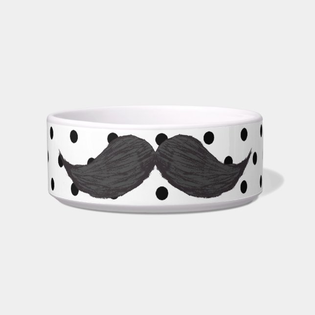 Comedero Dibujo divertido del bigote y lunares negros (Frente)