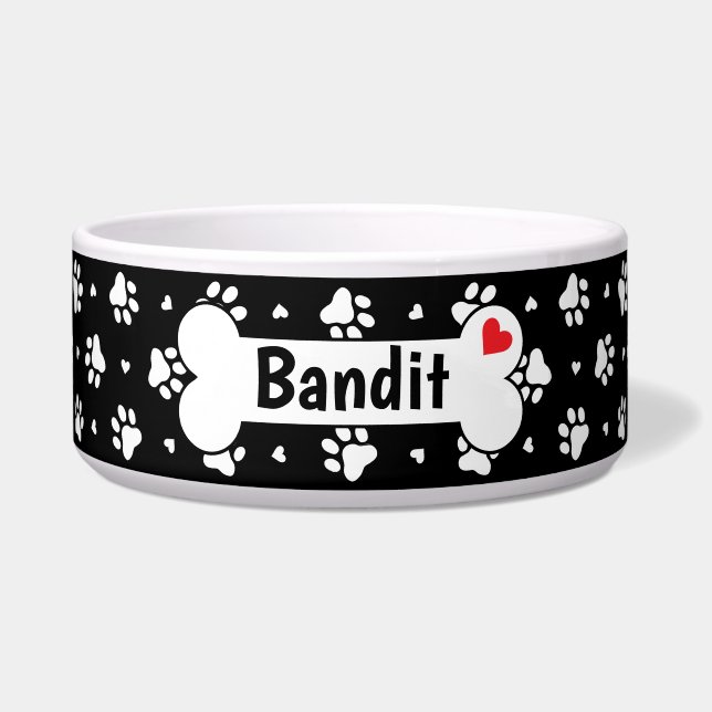 Comedero Dibujos y patrones de corazón de pinturas de perro (Frente)