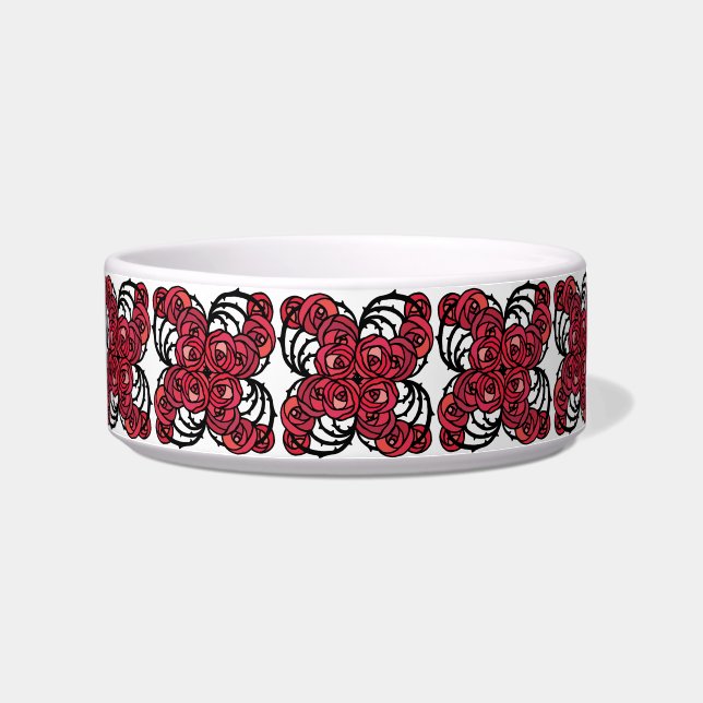 Comedero Diseño Art Nouveau Floral rojo y rosa negro (Derecha)