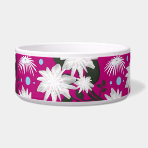 Comedero Diseño Botánico de Patrón Floral Blanco Elegante