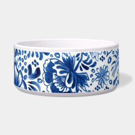 Comedero Diseño de batik azul y blanco bonito