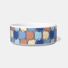 Comedero Diseño de Círculos de Moda Retro Azul Naranja y Am