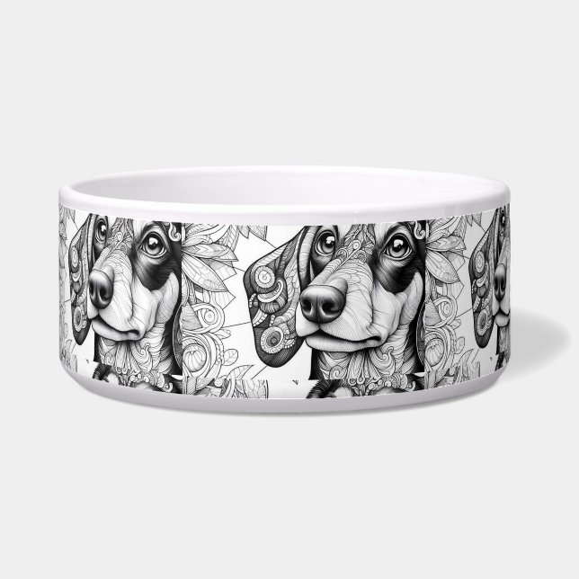 Comedero Diseño de Dachshund-Tazón de mascotas cerámica (Frente)