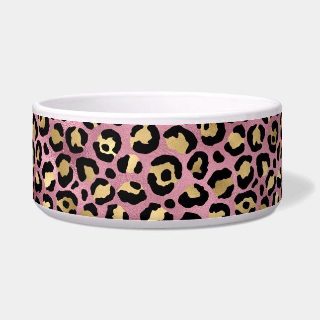 Comedero Diseño de la serie Leopard rosa y dorado 15 (Frente)