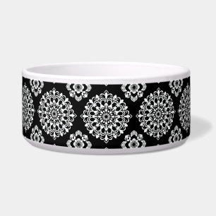 Comedero Diseño de Mandala en Blanco y Negro