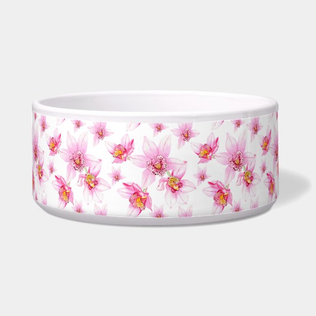 Comedero Diseño de orquídeas acuarelas 15 (Frente)