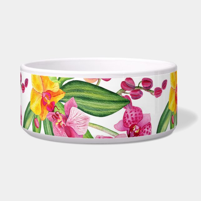 Comedero Diseño de orquídeas en acuarela 18  (Frente)
