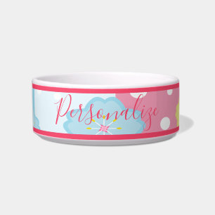 Comedero Diseño de pasto azul rosado personalizado Perro ga