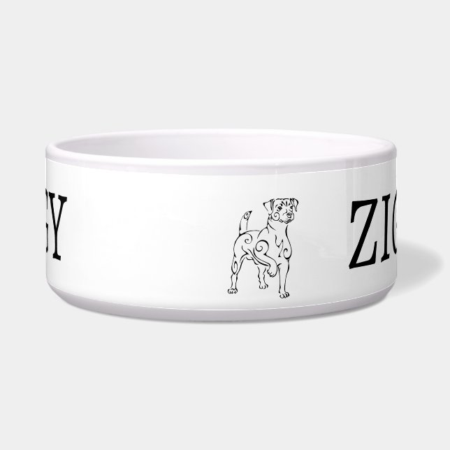 Comedero Diseño de perro Jack Russell personalizable (Frente)