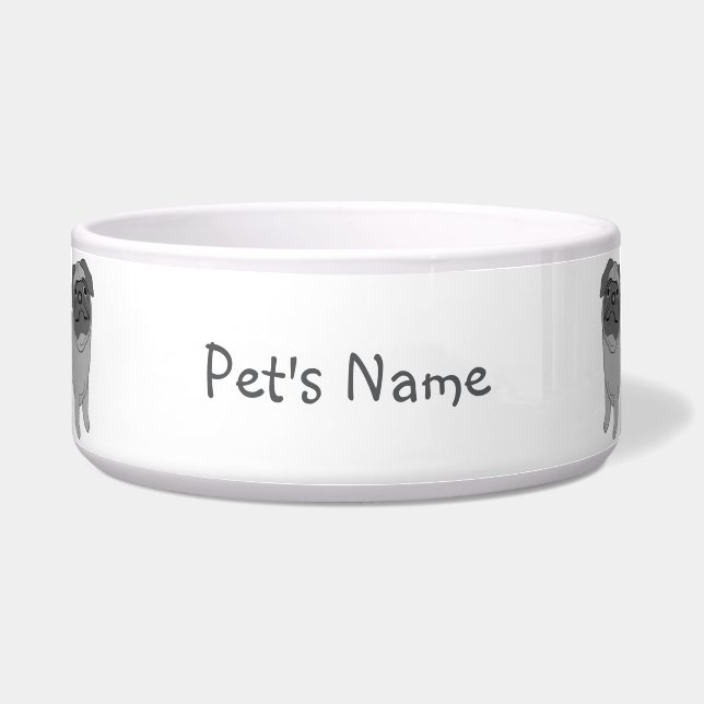 Comedero Diseño de pug gris (Frente)