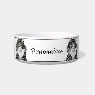 Comedero Diseño de tazón personalizado de gato negro y blan