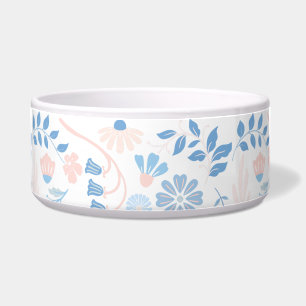 Comedero Diseño floral boho estampado en bloque azul rosa f