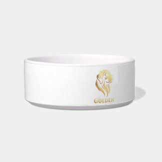 Comedero Diseño Premium de Golden Retriever en Dorado