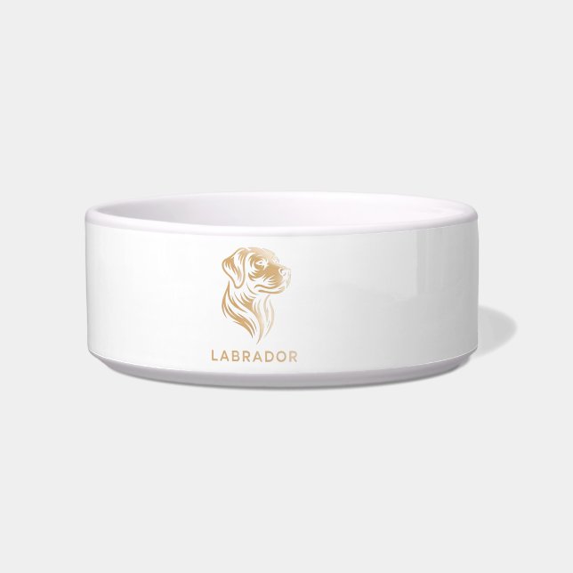 Comedero Diseño Premium de Labrador retriever en Dorado (Frente)