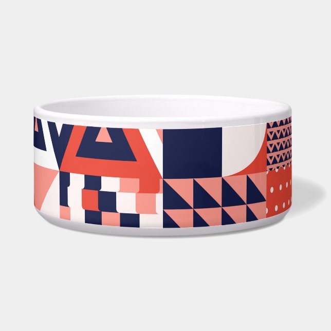 Comedero Diseño retro Bauhaus, geométrico colorido. (Frente)