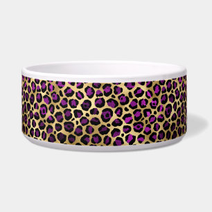 Comedero Diseño serie leopardo morado y dorado 4