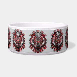 Comedero Diseño Totémico Tribal Haida de Lobo
