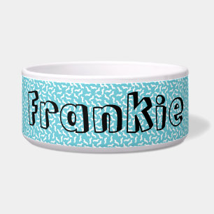 Comedero Dish de perro Dachshund azul y blanco