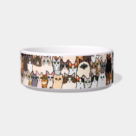Comedero Diversión Tantos Gatos y Gatitos Patrón de Collage