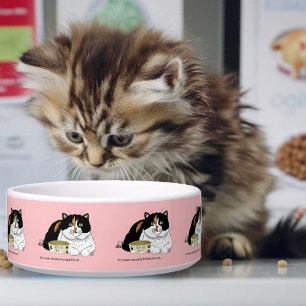 Comedero Divertida Gata Calicó Mimada Alimentar Gato Rosa