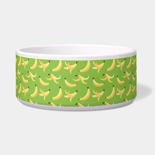Comedero Divertido patrón de plátano amarillo retro editabl (Frente)