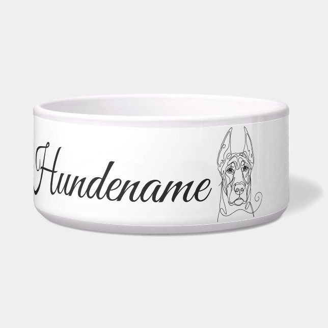Comedero Dobermann Pinscher Line Art personalized bowl (Frente)