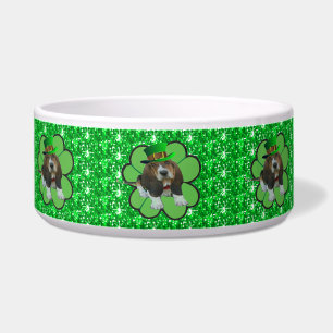 Comedero Dog Bowl Basset Hound St Patrick's Clover
