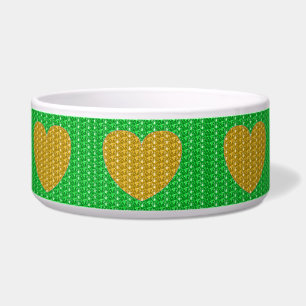 Comedero Dog Bowl Green Gold Heart Purpurina