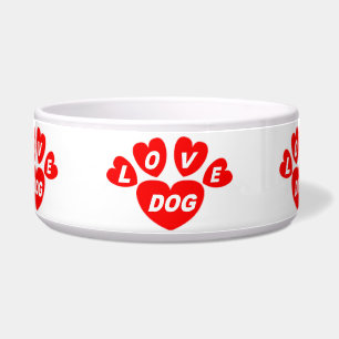 Comedero Dog Bowl Love Dog Hearts Red