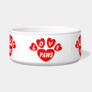 Comedero Dog Bowl Love Paws Hearts Red