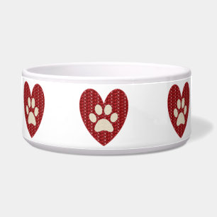 Comedero Dog Bowl Paw Purpurina Blanco Rojo.