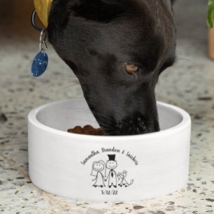Comedero Dog Cute Boda Pareja Nombres Personalizados