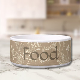 Comedero Dog Food Bowl - Brown Botanical, Personalized