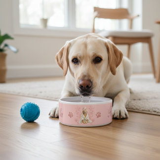 Comedero Dog Lab Charm Paw Pink Custom Biscuit Ceramic Bowl