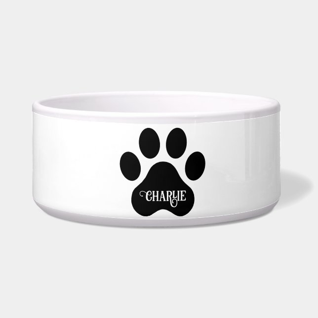 Comedero Dog Paw Name Silhouette Design (Frente)