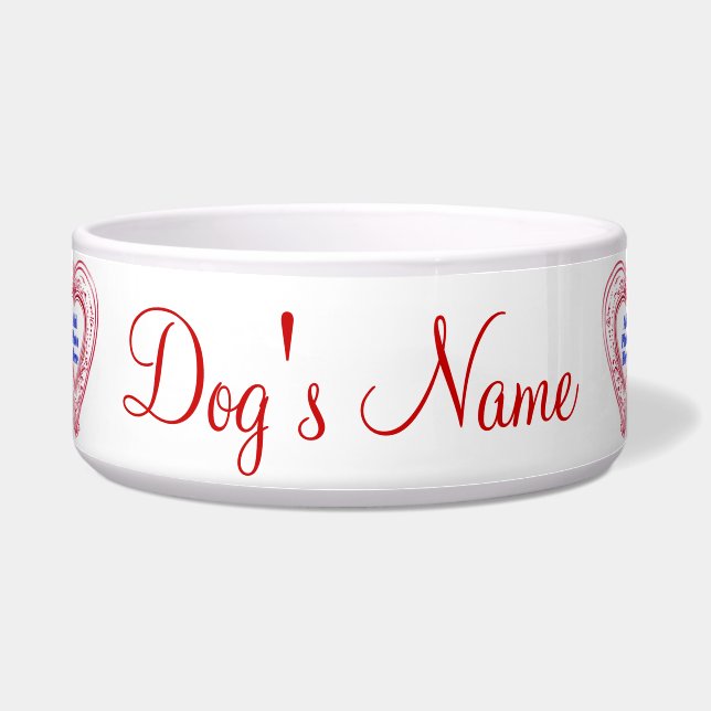 Comedero Dog Photo Red Hearts Food Dish (Frente)