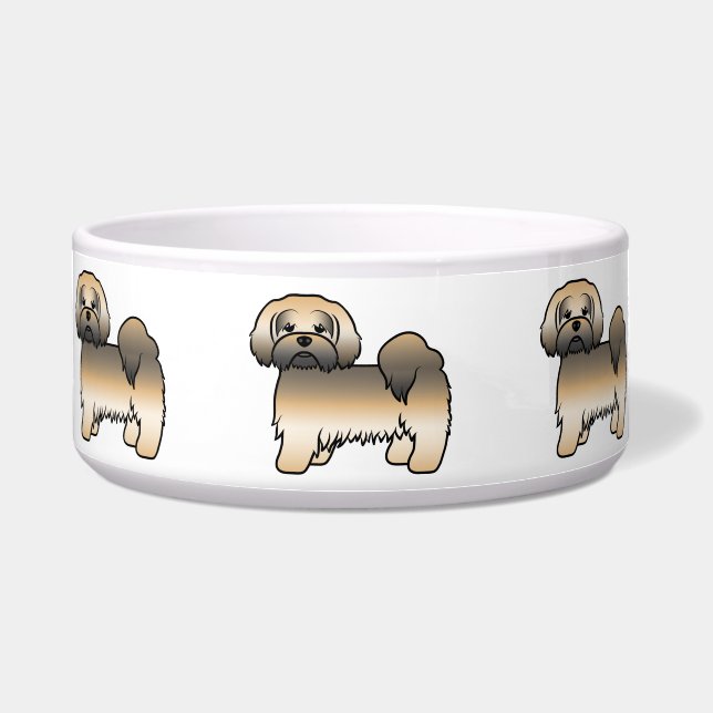 Comedero Dorado Sable Lhasa Apso Cute Cartog Perro (Frente)