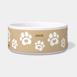 Comedero Dos tazas de perro marrón tono Imprimir tazón pers