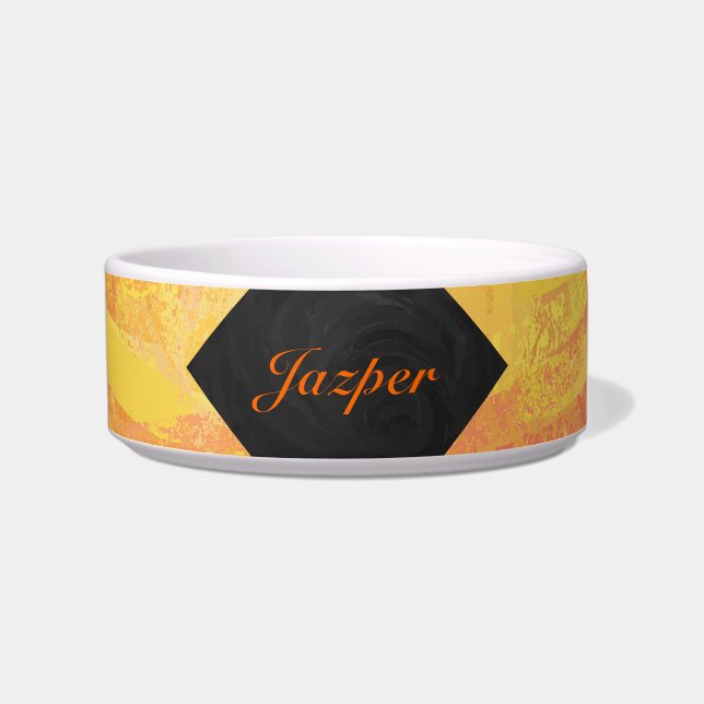 Comedero Dragones Naranja ocular y monograma negro (Frente)