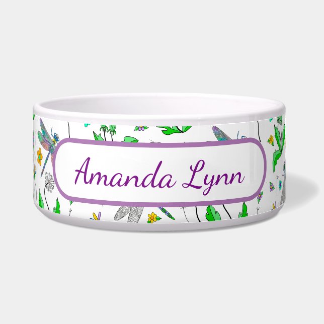 Comedero Dragonflies y Dandelions personalizados (Frente)