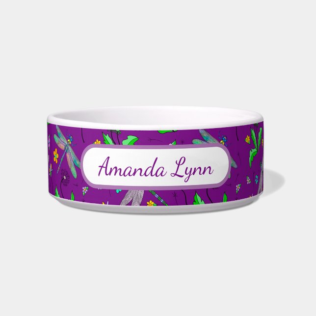 Comedero Dragonflies y Dandelions personalizados (Frente)