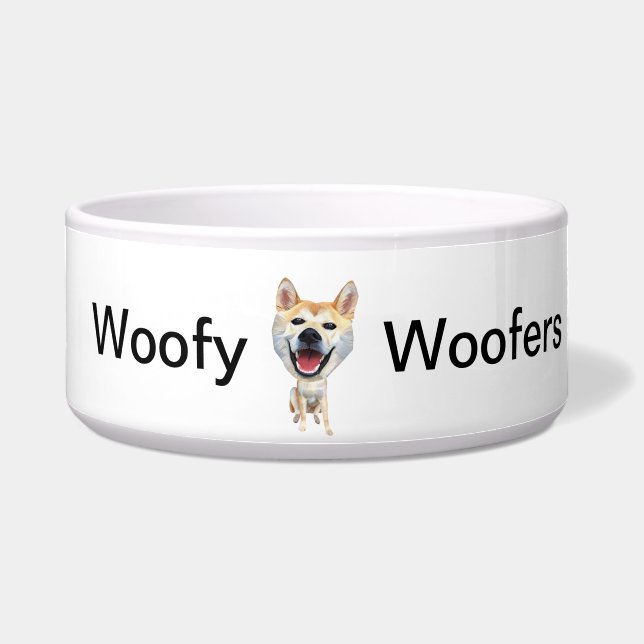 Comedero El gracioso Personalizado Shiba Inu Woofy Woofers  (Frente)