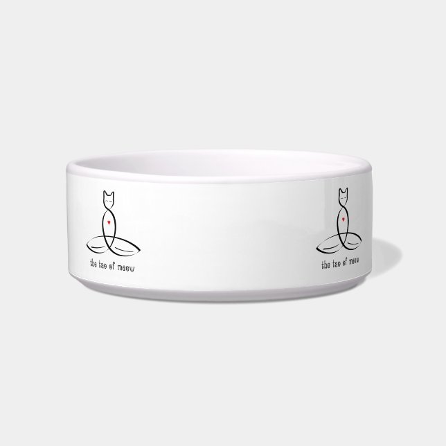 Comedero El Tao de Meow - Texto de estilo Fancy. (Frente)