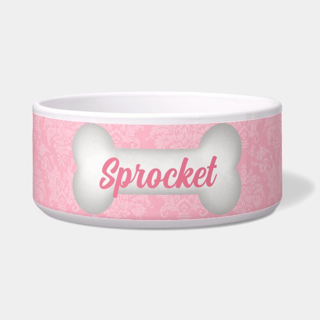 Comedero Elegancia clásica rosa para Mascotas (Frente)