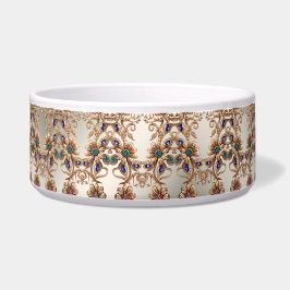 Comedero Elegant Gold Jewel Flowers Ceramic Pet Bowl