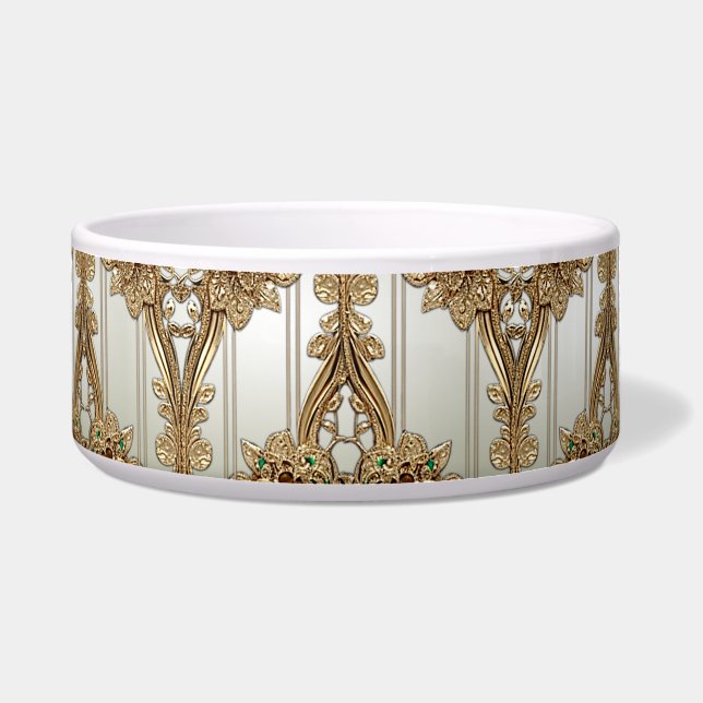 Comedero Elegant Gold Ornate Ceramic Pet Bowl (Frente)