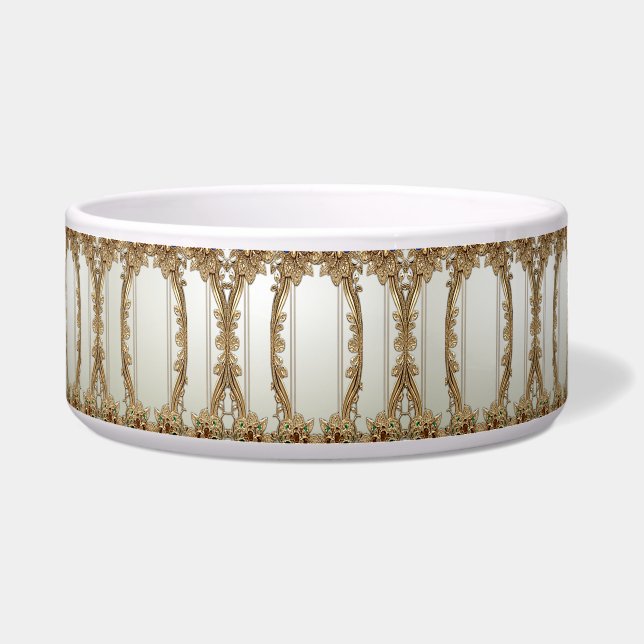 Comedero Elegant Gold Ornate Ceramic Pet Bowl (Frente)