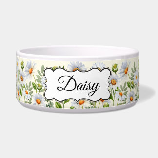 Comedero Elegant Yellow Daisy Personalized Pet Bowl