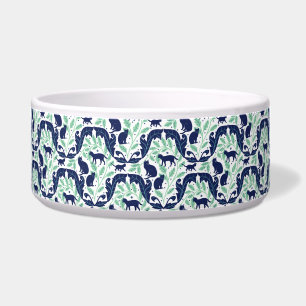 Comedero Elegante Art Nouveau Mint Azul Negro Cat-Whimsical