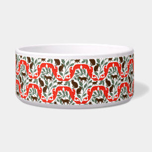 Comedero Elegante Art Nouveau Rojo Marrón Negro Cat-Whimsic